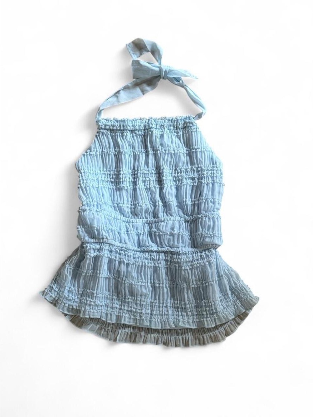 iris Light Blue Girls' Halter Smocked Tank Top